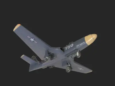 US Navy FH-1 XFD-1 FD Phantom Fighter Low-poly 3D model