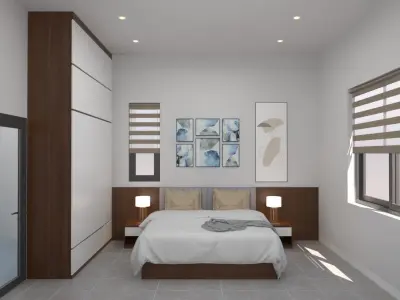 Resident Bed Felt Headboard Free 3D model