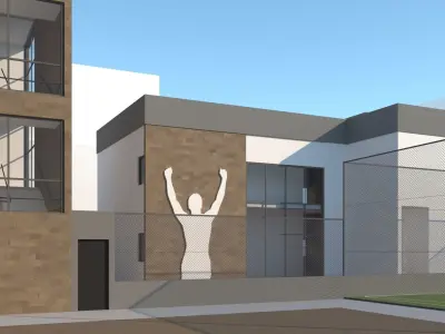 high school exterior 3D model