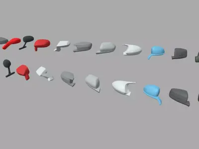 Car Side View Mirrors Pack Low-poly 3D model