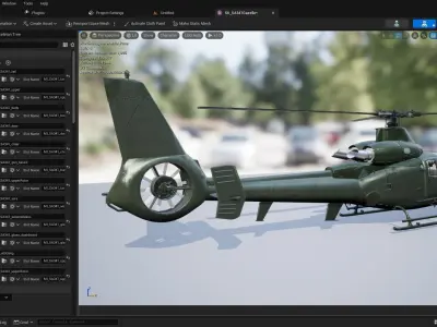 Rigged SA342 Gazelle Helicopter Low-poly 3D model