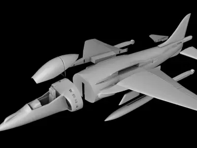 HARRIER JET FIGHTER SCALE 1-72 PRINTABLE STL FILES 3D print model