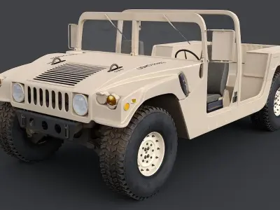 Humvee HMMWV-M1123 Desert Military track 3D model