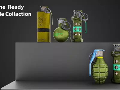 Game Ready Grenade M67 Flashbang Smoke  CS Gas Grenades Pack Low-poly 3D model