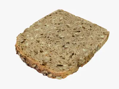 A Slice of Sunflower Seed Bread 3D model