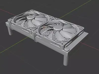 Radiator with fans Free 3D model