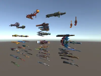 Cartoon Fantasy Weapons Guns Low-poly 3D model