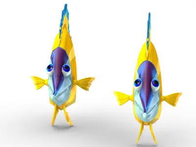 Hi-Poly Subdivision 3D Model Fish Low-poly 3D model