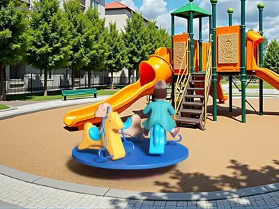 Toddler Girl on Carousel 3D model