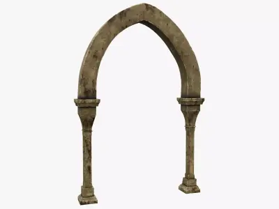 Column wooden arch Low-poly 3D model