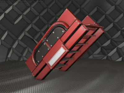 Sci-Fi Stairs - 23 - Red Version  Low-poly 3D model