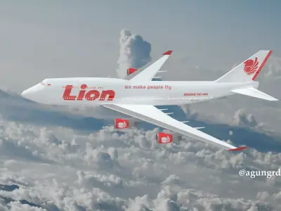 3D Boeing 747-400 Lion Air 3D model