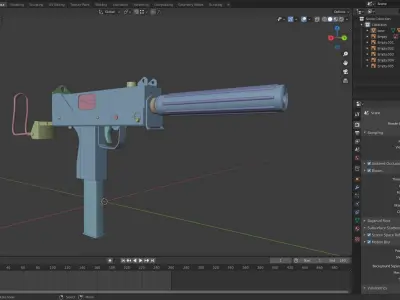Low poly mac-10 model gun Free low-poly 3D model