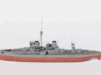 Dreadnought class battleship from World War 1 3D model