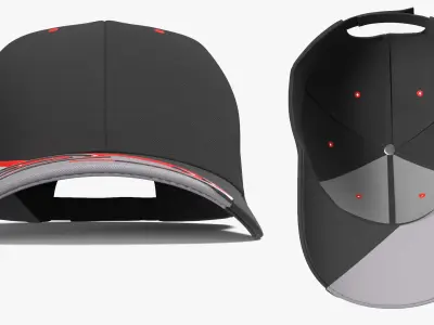 Flame Stripe Curve Brim Cap Red Black 3D model
