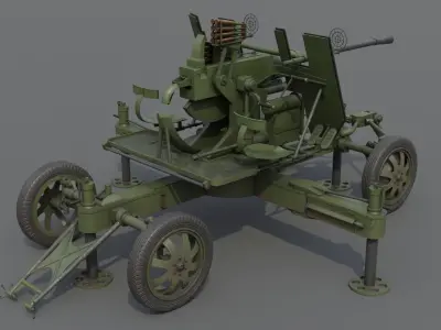 Bofors 40 mm Automatic Gun L-60 Low-poly 3D model