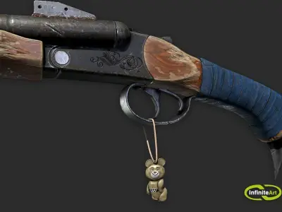 Shotgun gun with handle Low-poly 3D model