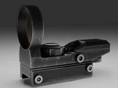 Circular Reflex Optic Reddot Sight Low-poly 3D model