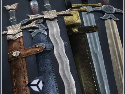 One-Handed Medieval Swords Low-poly 3D model