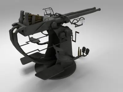 Low poly Anti aircraft gun Low-poly 3D model