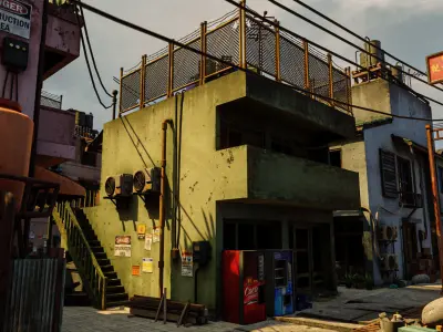 ASIAN URBAN BUILDING HONGKONG 05 Low-poly 3D model