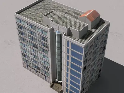 Building Lowpoly apartment with roof Low-poly 3D model