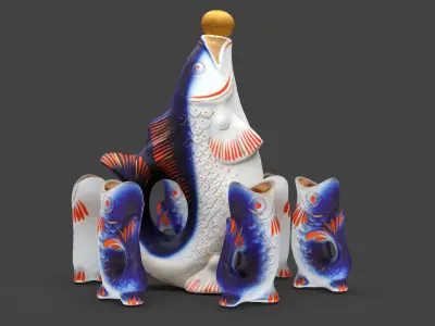 Fish Statuette Low-poly 3D model