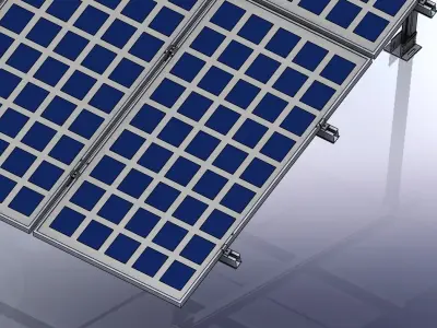 Solar panel mount on support ALL part 3D model