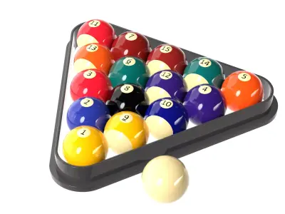 Cue stick and balls  Low-poly 3D model