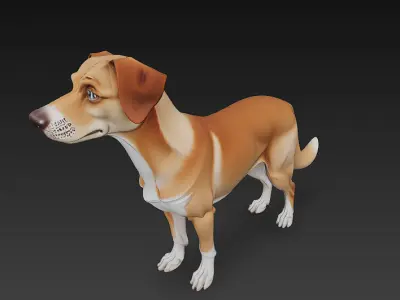 Dog Realistic 3D Model - Low Poly Realistic  Low-poly 3D model