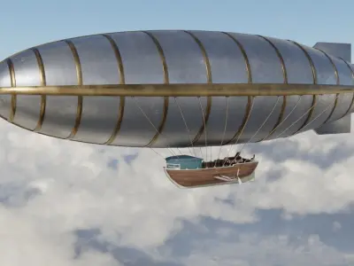 Steampunk airship Low-poly 3D model
