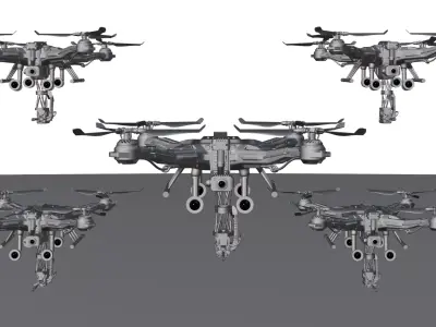 Modular Sci-Fi Military Drone Tactical Strike Unit  PBR Low Poly Low-poly 3D model