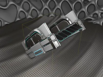 Sci-Fi Stairs - 22 - Silver Blue Neon Light Version Low-poly 3D model