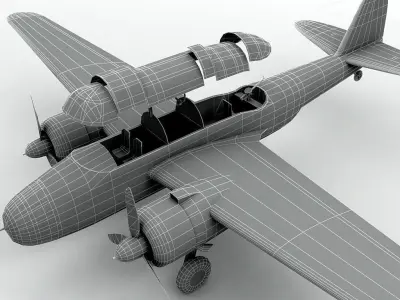 Kawasaki Ki-48 Aircraft WWII Low-poly 3D model