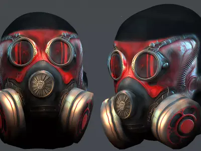Gas mask helmet 3d model military combat Low-poly 3D model