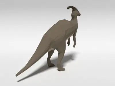 Low Poly Cartoon Parasaurolophus Dinosaur Low-poly 3D model