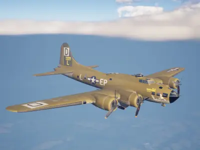 B-17F Flying Fortress Nine Little Yanks and a Jerk Low-poly 3D model