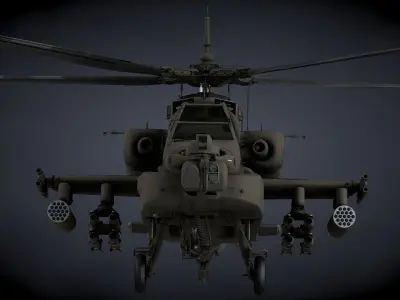 AH-64A Apache Low-poly 3D model