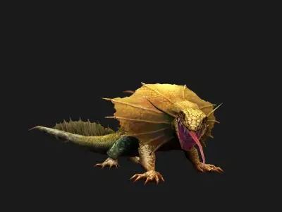 Animated Frill-Necked Lizard Low-poly 3D model