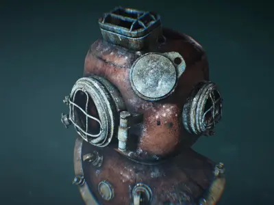 Underwater Diving Helmet Low-poly 3D model