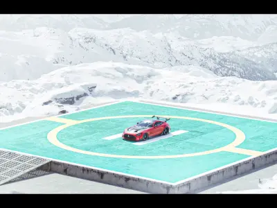 Realistic Helipad In Snowy Mountains 3D model