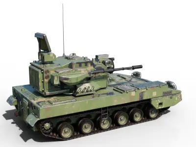 PBR Chinese PGZ-09 Self Propelled Anti Aircraft SPAAG Low-poly 3D model