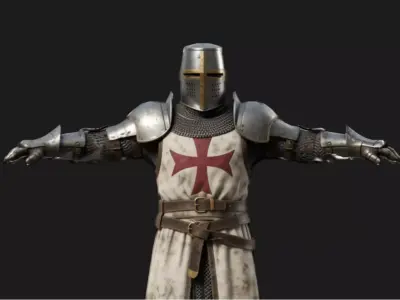 Crusader Warrior Rigged Low-poly 3D model