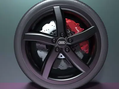 Audi Sport Whell and Rim 3D Model Ready For Render 3D model