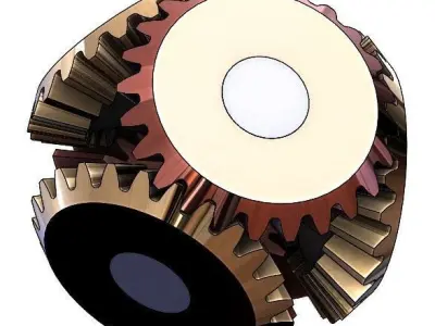 Bevel gear transmission set-5 gears Free 3D print model
