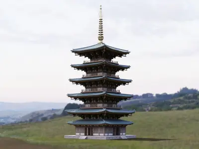 Japanese Modular Pagoda 2 Low-poly 3D model