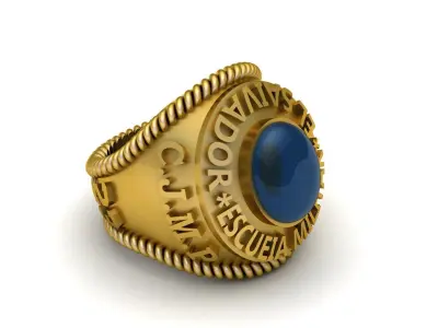 GOLD SPANISH ARMY MILITARY RING 3D PRINTABLE MODEL 3D print model