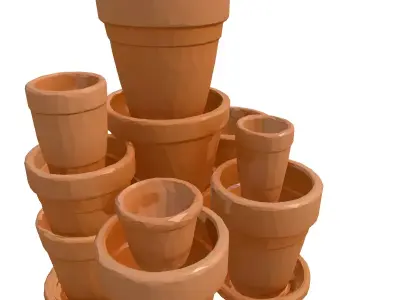 Terracotta Plant Pots Collection 3D Model Low-poly 3D model