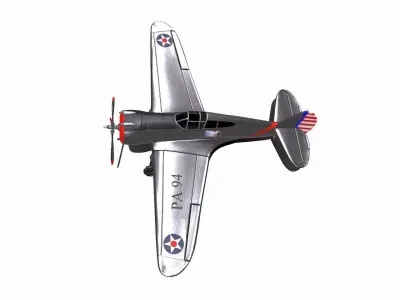 Curtiss P-36 Hawk Low-poly 3D model
