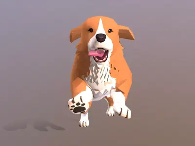 Dog Running Cycle Chubby Orange DOg 3D model